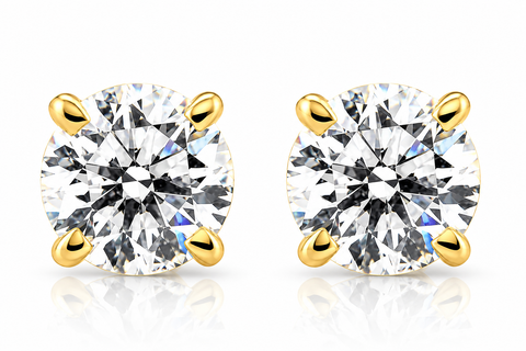 1/5ct Round Genuine Diamond Studs 14K Yellow Gold