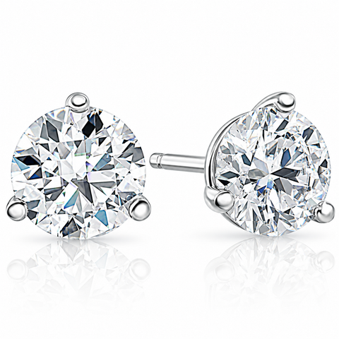 1/2ct TW Half Carat F VS Round Cut Lab Grown Diamonds 14k White Gold Earrings