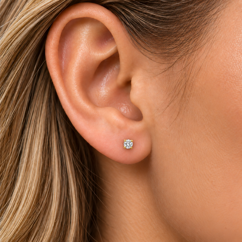 5/8ct TW Round Real Diamond Screw Back Studs 14K Yellow Gold