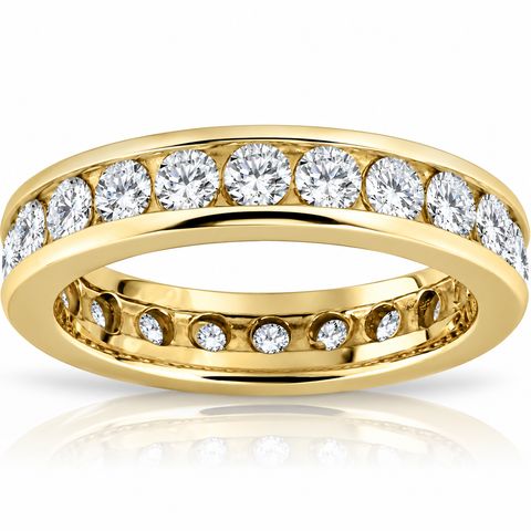 Yellow Gold Stackable 2 ct Channel Set Eternity Ring 14k Womens Anniversary Band