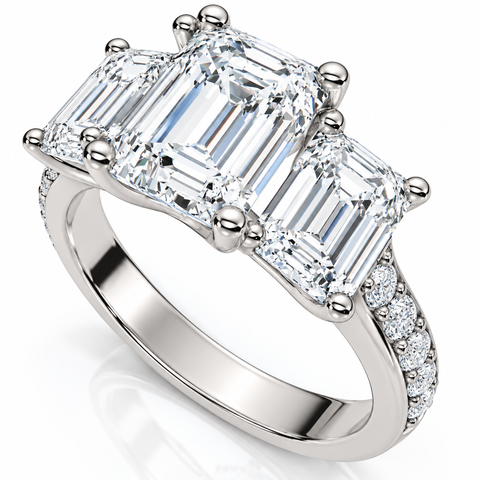 Certified 4 1/3Ct Lexi Emerald Cut Diamond Engagement Ring 14k Gold Lab Grown