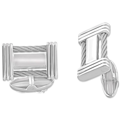 Men's Stainless Steel Double Wired Polished 11mm Cufflink