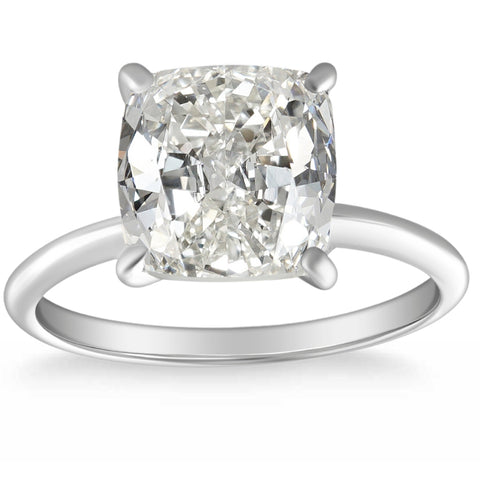Large 4.39 CT Cushion Diamond GIA Certified Solitaire Engagement Ring White Gold
