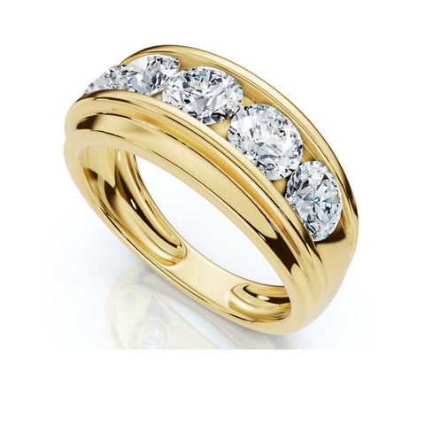 Mens 14k Yellow Gold 2Ct DE/VVS Diamond Ring Size 12.5
