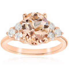 2 1/3 cttw Oval Morganite & Diamond Engagement Ring 14k Rose Gold Jewelry