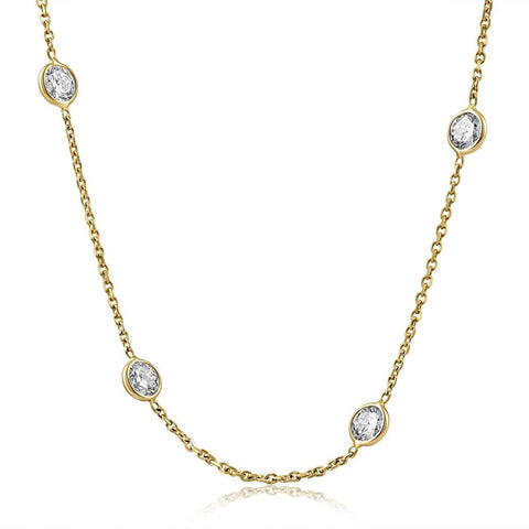 4Ct Diamonds By The Yard Necklace 14K Yellow Gold Lab Grown Station Pendant