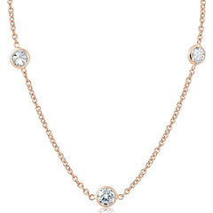 2 Ct Floating Diamond Station Bezel Necklace 14K Rose Gold Lab Grown Diamond 18"