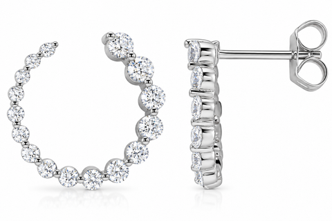 1 1/2Ct Graduated Diamond Circle Earrings 14k Gold Studs Lab Grown 17.8mm