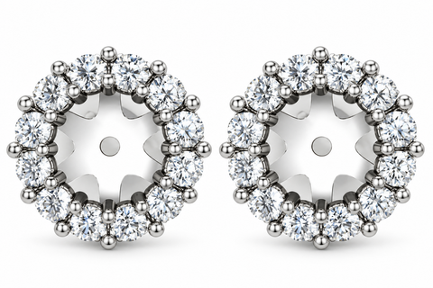 1/2ct Halo Diamond Earring Jackets 14K White Gold (5-5.5mm)