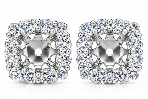 3/4 Ct Diamond Stud Earring Cushion Halo Jackets 14k White Gold (5-5.5mm)