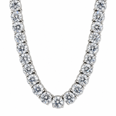 Huge 69 Ct TW Diamond Tennis Necklace 14K White Gold 18" Lab Grown