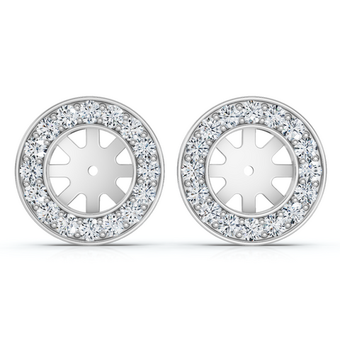 3/4ct Diamond Earring Studs Jackets 14K White  (5.5-6mm) (G-H, I1)
