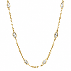 2 Ct Marquise Diamond Station Necklace in 14k White or Yellow Gold 18" Length