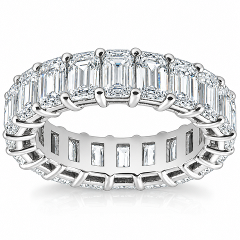 6Ct Emerald Cut Diamond Eternity Ring Lab Grown 14k White or Yellow Gold