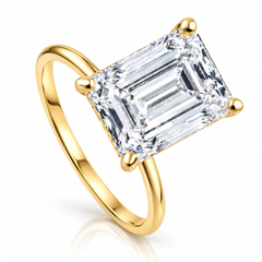 Certified 4Ct H/VS1 Emerald Cut Solitaire Diamond Engagement Ring Lab Grown Gold
