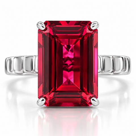 14x10mm Ruby Jasmine Ring 14k White Gold Lab Grown