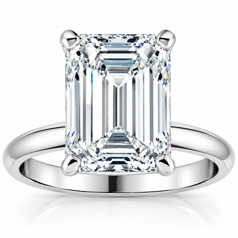 Certified 4Ct H/VS1 Emerald Cut Solitaire Diamond Engagement Ring Lab Grown