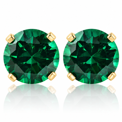 1Ct TW Emerald Studs in 14k White or Yellow Gold