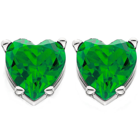 1Ct Emerald Heart Studs in 14k White, Yellow, or Rose Gold Earrings