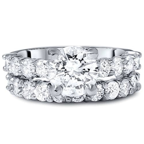Certified 6CT Diamond Eternity Engagement Wedding Rings 14K White Gold Lab Grown
