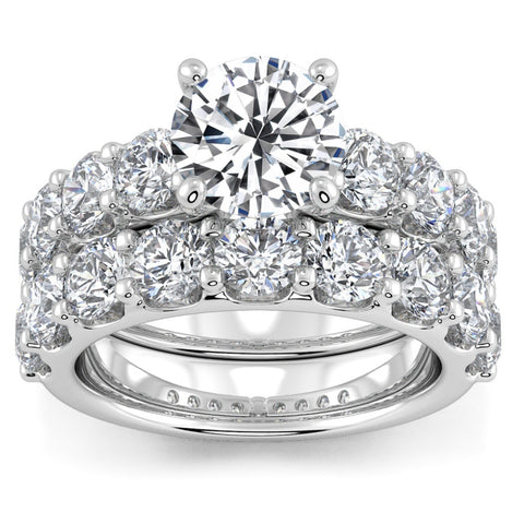 Certified 6ct Diamond Engagement Wedding Ring Set 14K White Gold Lab Grown