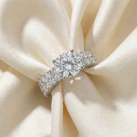 3 1/2ct Diamond Engagement Wedding Ring Set 14K White Gold Lab Grown