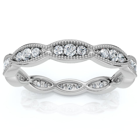 3/8ct Diamond   Eternity Ring Stackable Womens Wedding Band 14k White Gold