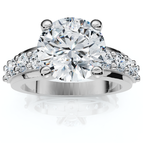 F/VS 2ct Round Diamond Solitaire Engagement Ring 14k White Gold Lab Grown