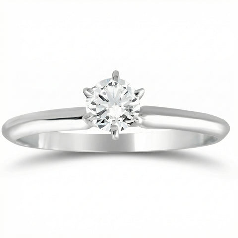 VS 1/3Ct Solitaire Round Cut Diamond Engagement Ring in 14k Gold Lab Grown