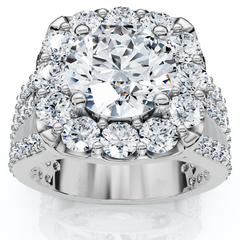 Certified 4Ct Diamond 3-Row Engagement Ring 14k Gold Lab Grown