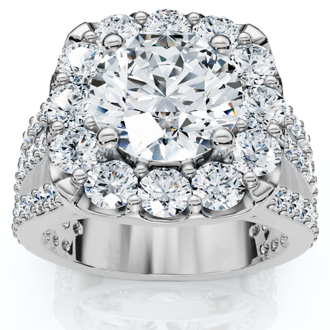 Certified 4Ct Diamond 3-Row Engagement Ring 14k Gold Lab Grown