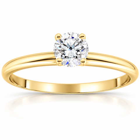 14k Yellow Gold 5/8Ct Round-Cut Solitaire Diamond Engagement Ring High Polished