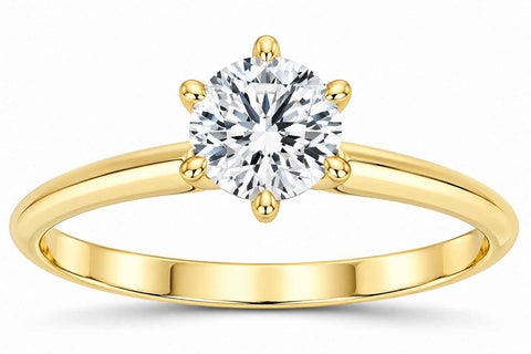 14k Yellow Gold 3/4ct Round Solitaire Diamond Engagement Ring Jewelry Brilliant