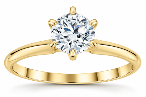 14k Yellow Gold 1ct Round Solitaire Natural Diamond Engagement Ring