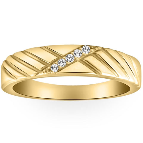 Mens Diamond Wedding Ring Yellow Gold