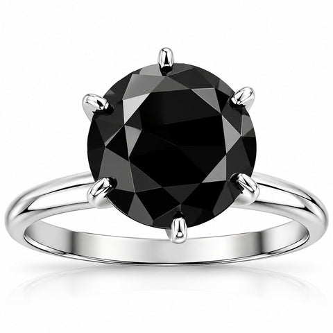2 ct Treated Black Diamond Solitaire Engagement Ring 14k White Gold