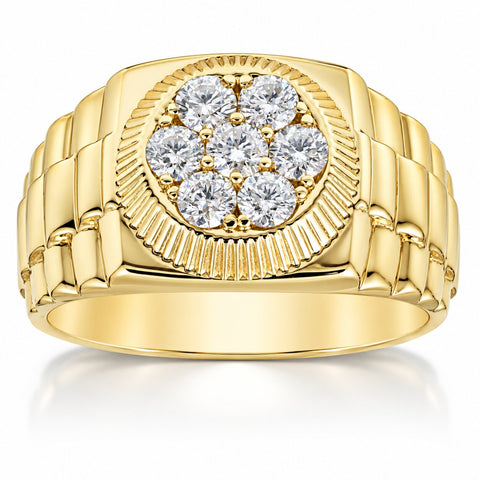 1Ct TDW Men's Diamond Ring 14k Yellow Gold