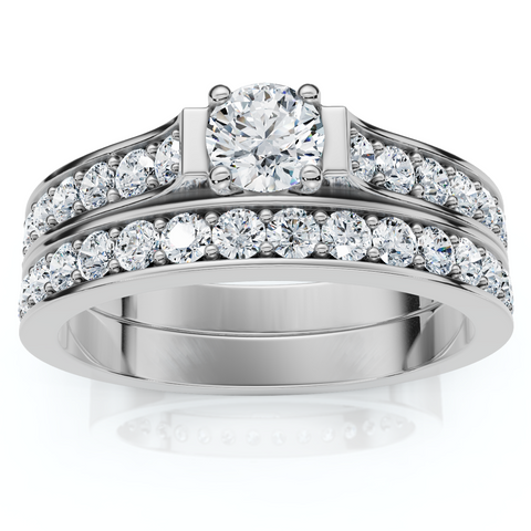 1/2ct Diamond Engagement Matching Wedding 14K White Gold Ring Set