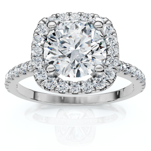 Platinum 1 ct Diamond Engagement Ring Cushion Halo Ring Enhanced (G-SI)