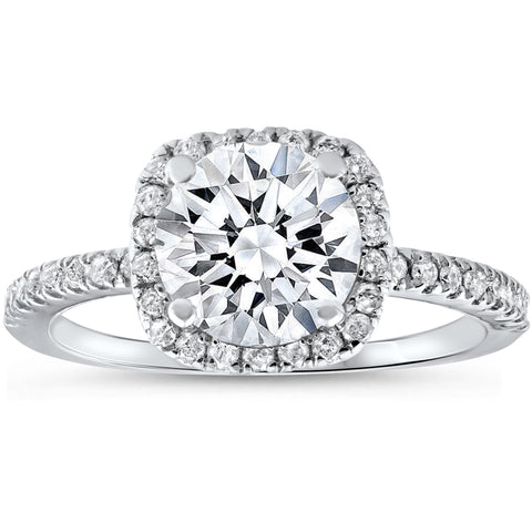 VS/G Platinum 1 ct Diamond Engagement Ring Cushion Halo Ring Lab Grown