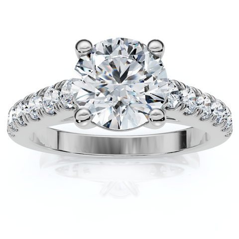 1 1/2ct Diamond Solitaire With Accents Round Engagement Ring 14k White Gold