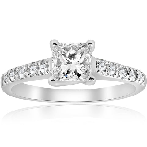 F/VS 1.25ct Princess Cut Diamond Engagement Ring 14k White Gold Lab Grown