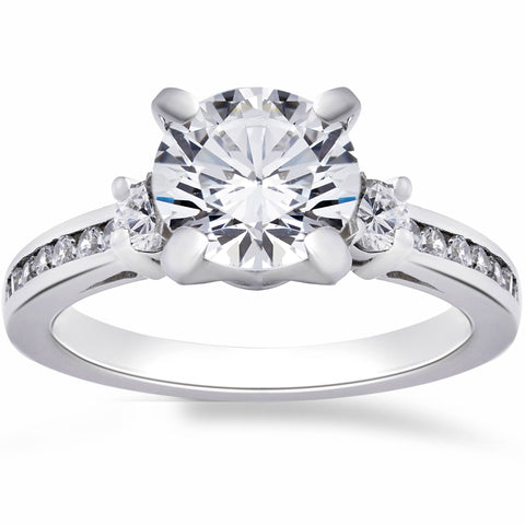 G/VS 2 1/4 Ct Lab Grown Diamond Engagement Ring 14K White Gold Enhanced