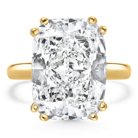 G/VS2 Certified 11.44 Ct Cushion Diamond Engagement Ring Yellow Gold Lab Grown