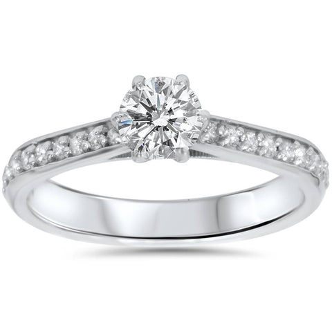 5/8ct Diamond Engagement Ring 14K White Gold Round Brilliant Cut
