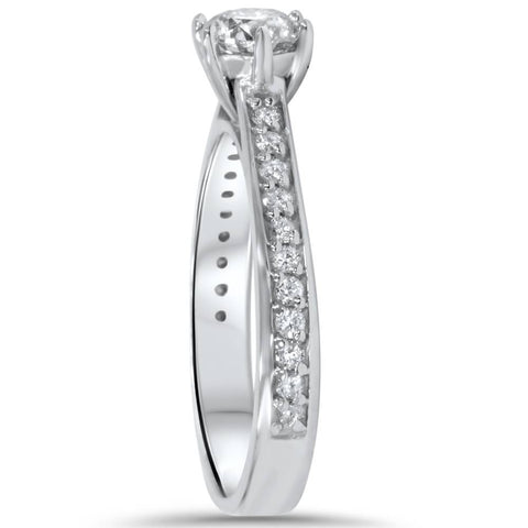 5/8ct Diamond Engagement Ring 14K White Gold Round Brilliant Cut