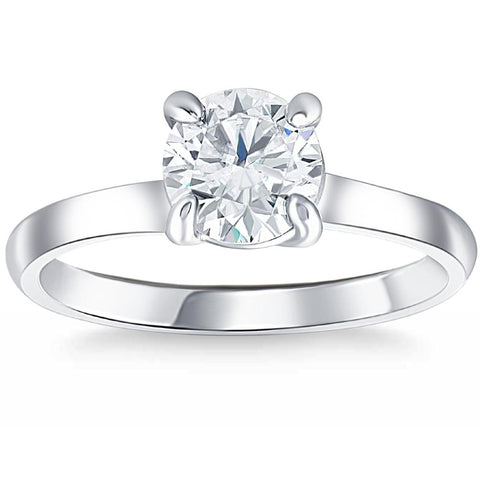 G/SI 1 ct Diamond Solitaire Engagement Ring 14K White Gold Round Cut Enhanced