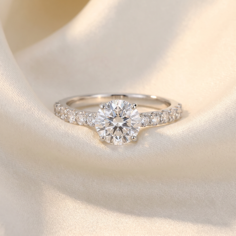 Platinum 1 1/4 Ct TDW Round Natural Diamond Engagement Ring
