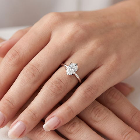 Platinum 1 Ct Oval Diamond F/VS Solitaire Engagement Ring Lab Grown