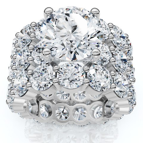 15Ct TW Diamond Eternity Engagement Wedding Ring Set 14k White Gold Lab Grown